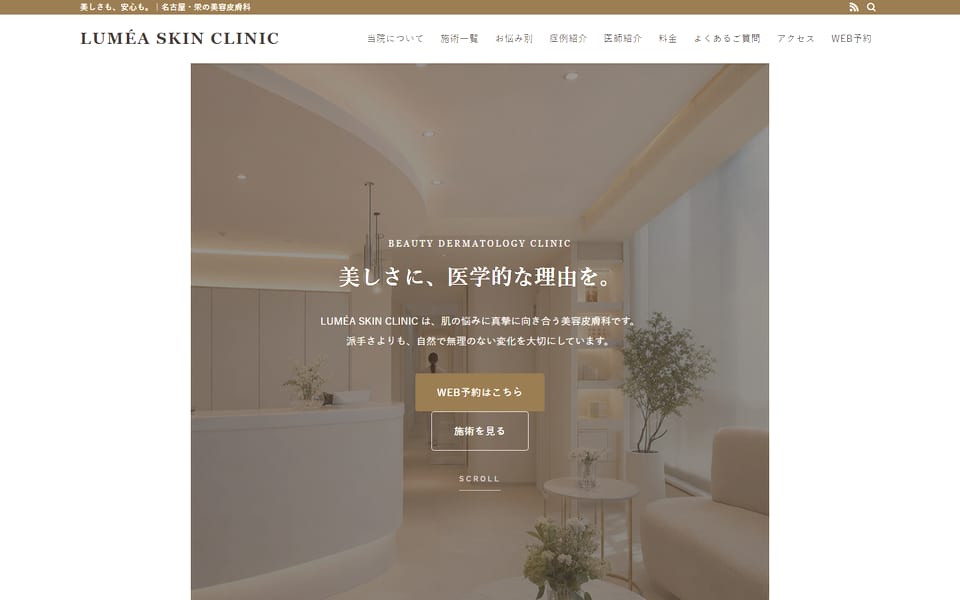 LUMÉA SKIN CLINIC のPC画面